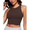 imageCRZ YOGA Womens Butterluxe Double Lined Cropped Tops High Neck Racerback Tanks Sleeveless Casual Workout Crop ShirtsHot Fudge Brown
