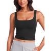 imageCRZ YOGA Womens Butterluxe Double Lined Square Neck Tight Tank Tops Sleeveless Workout Cropped Casual Yoga Fitted ShirtsBlack