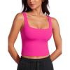 imageCRZ YOGA Womens Butterluxe Double Lined Square Neck Tight Tank Tops Sleeveless Workout Cropped Casual Yoga Fitted ShirtsHibiscus Purple