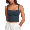 imageCRZ YOGA Womens Butterluxe Double Lined Square Neck Tight Tank Tops Sleeveless Workout Cropped Casual Yoga Fitted ShirtsTrue Navy