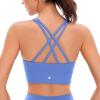 imageCRZ YOGA Womens Butterluxe Strappy High Neck Longline Sports Bra  Wireless Criss Cross Back Padded Workout Cropped TopWild Indigo