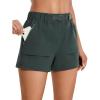 imageCRZ YOGA Womens Waterproof Stretch Hiking Shorts Mid Rise Summer for Outdoor Golf Workout with Zip Pockets Belt  3Evergreen