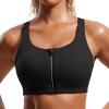 imageCRZ YOGA Womens Zip Front High Impact Sports Bra  Molded Cup Adjustable Convertible Straps Wireless Workout Yoga Crop TopBlack