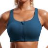 imageCRZ YOGA Womens Zip Front High Impact Sports Bra  Molded Cup Adjustable Convertible Straps Wireless Workout Yoga Crop TopFrench Navy