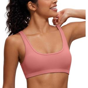 imageCRZ YOGA Butterluxe Mini Bra for Women  Scoop Neck Low Impact Wireless Sports Yoga Padded Workout CamiBriar Rose