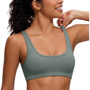 imageCRZ YOGA Butterluxe Mini Bra for Women  Scoop Neck Low Impact Wireless Sports Yoga Padded Workout CamiGrey Sage