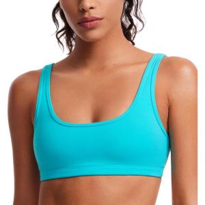 imageCRZ YOGA Butterluxe Mini Bra for Women  Scoop Neck Low Impact Wireless Sports Yoga Padded Workout CamiSpectral Blue