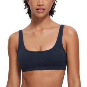 imageCRZ YOGA Butterluxe Mini Bra for Women  Scoop Neck Low Impact Wireless Sports Yoga Padded Workout CamiTwilight Blue