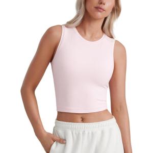 imageCRZ YOGA Butterluxe Soft Double Lined Casual Tops for Women High Neck Yoga Sleeveless Shirts Basic Going Out Workout TanksStrawberry Pink