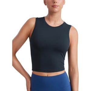 imageCRZ YOGA Butterluxe Soft Double Lined Casual Tops for Women High Neck Yoga Sleeveless Shirts Basic Going Out Workout TanksTrue Navy