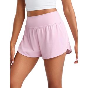 imageCRZ YOGA ButterluxeLight High Waisted Dolphin Shorts for Women 25quot Soft Split for Casual Lounge Athletic Yoga with LinerPink Peony