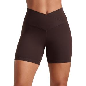 imageCRZ YOGA Womens Butterluxe Crossover Biker Shorts 5 Inches  Criss Cross High Waisted Workout Yoga Buttery SoftHot Fudge Brown