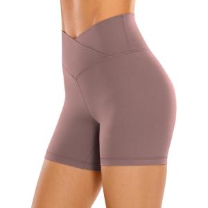 imageCRZ YOGA Womens Butterluxe Crossover Biker Shorts 5 Inches  Criss Cross High Waisted Workout Yoga Buttery SoftMauve