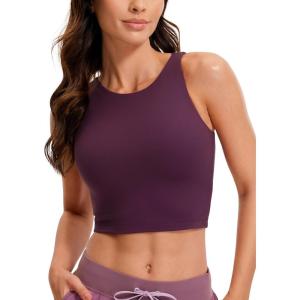 imageCRZ YOGA Womens Butterluxe Double Lined Cropped Tops High Neck Racerback Tanks Sleeveless Casual Workout Crop ShirtsDeep Purple