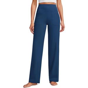 imageCRZ YOGA Womens Butterluxe High Waist Wide Leg Pants with Pockets 31quot  Buttery Soft Comfy Casual Yoga LoungeFrench Navy