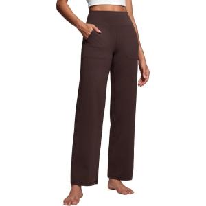 imageCRZ YOGA Womens Butterluxe High Waist Wide Leg Pants with Pockets 31quot  Buttery Soft Comfy Casual Yoga LoungeHot Fudge Brown
