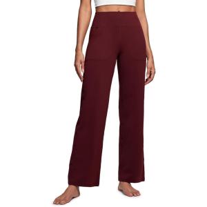 imageCRZ YOGA Womens Butterluxe High Waist Wide Leg Pants with Pockets 31quot  Buttery Soft Comfy Casual Yoga LoungeRed Merlot