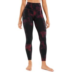 imageCRZ YOGA Womens Butterluxe High Waisted Yoga Leggings 25quot  Double Seamed Buttery Soft Comfy Athletic Gym Workout PantsBurgundy Tie Dye Flowers