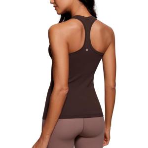 imageCRZ YOGA Womens Butterluxe Yoga Workout Tank Tops Racerback Sleeveless Camisole Athletic Gym ShirtsHot Fudge Brown