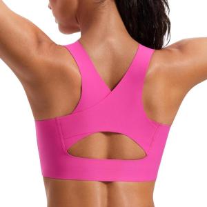 imageCRZ YOGA Womens Flex Sculpt Racerback Sports Bra  U Neck Medium Impact Padded Wireless Workout Gym Crop TopHibiscus Purple