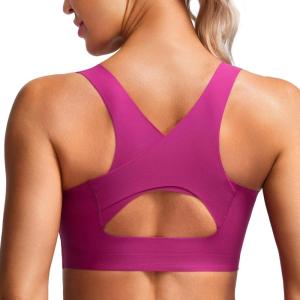 imageCRZ YOGA Womens Flex Sculpt Racerback Sports Bra  U Neck Medium Impact Padded Wireless Workout Gym Crop TopMagenta Purple
