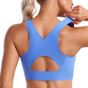 imageCRZ YOGA Womens Flex Sculpt Racerback Sports Bra  U Neck Medium Impact Padded Wireless Workout Gym Crop TopWild Indigo