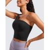 imageCRZ YOGA Butterluxe One Strap Longline Sports Bra for Women  Asymmetrical Yoga Crop Padded Workout TanksBlack