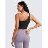 imageCRZ YOGA Butterluxe One Strap Longline Sports Bra for Women  Asymmetrical Yoga Crop Padded Workout TanksBlack