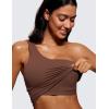 imageCRZ YOGA Butterluxe One Strap Longline Sports Bra for Women  Asymmetrical Yoga Crop Padded Workout TanksCoffee Brown
