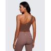 imageCRZ YOGA Butterluxe One Strap Longline Sports Bra for Women  Asymmetrical Yoga Crop Padded Workout TanksCoffee Brown