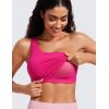 imageCRZ YOGA Butterluxe One Strap Longline Sports Bra for Women  Asymmetrical Yoga Crop Padded Workout TanksGranita Pink