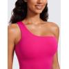 imageCRZ YOGA Butterluxe One Strap Longline Sports Bra for Women  Asymmetrical Yoga Crop Padded Workout TanksGranita Pink
