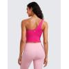 imageCRZ YOGA Butterluxe One Strap Longline Sports Bra for Women  Asymmetrical Yoga Crop Padded Workout TanksGranita Pink