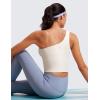 imageCRZ YOGA Butterluxe One Strap Longline Sports Bra for Women  Asymmetrical Yoga Crop Padded Workout TanksMilky White