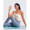 imageCRZ YOGA Butterluxe One Strap Longline Sports Bra for Women  Asymmetrical Yoga Crop Padded Workout TanksMilky White