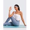 imageCRZ YOGA Butterluxe One Strap Longline Sports Bra for Women  Asymmetrical Yoga Crop Padded Workout TanksWhite