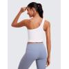 imageCRZ YOGA Butterluxe One Strap Longline Sports Bra for Women  Asymmetrical Yoga Crop Padded Workout TanksWhite