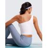 imageCRZ YOGA Butterluxe One Strap Longline Sports Bra for Women  Asymmetrical Yoga Crop Padded Workout TanksWhite