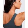 imageCRZ YOGA Butterluxe Womens One Shoulder Sports Bra  Sleeveless One Strap Low Impact Asymmetrical Workout Yoga TopsDark Green