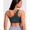 imageCRZ YOGA Butterluxe Womens One Shoulder Sports Bra  Sleeveless One Strap Low Impact Asymmetrical Workout Yoga TopsDark Green