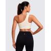 imageCRZ YOGA Butterluxe Womens One Shoulder Sports Bra  Sleeveless One Strap Low Impact Asymmetrical Workout Yoga TopsWhite Apricot