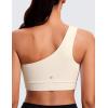 imageCRZ YOGA Butterluxe Womens One Shoulder Sports Bra  Sleeveless One Strap Low Impact Asymmetrical Workout Yoga TopsWhite Apricot