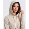 imageCRZ YOGA Cloud Jersey Pullover Hoodies for Women Long Sleeve Hooded Workout Sweat Shirts Casual Yoga Tops with Thumb HolesMojave Tan
