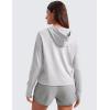 imageCRZ YOGA Cloud Jersey Pullover Hoodies for Women Long Sleeve Hooded Workout Sweat Shirts Casual Yoga Tops with Thumb HolesPlatinum Grey