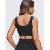 imageCRZ YOGA Ribbed Sports Bras for Women  U Back Wireless Medium Impact Padded Yoga Workout CamiBlack