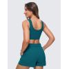 imageCRZ YOGA Ribbed Sports Bras for Women  U Back Wireless Medium Impact Padded Yoga Workout CamiBorealis Green