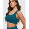 imageCRZ YOGA Ribbed Sports Bras for Women  U Back Wireless Medium Impact Padded Yoga Workout CamiBorealis Green