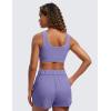 imageCRZ YOGA Ribbed Sports Bras for Women  U Back Wireless Medium Impact Padded Yoga Workout CamiDark Lavender Purple
