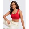 imageCRZ YOGA Ribbed Sports Bras for Women  U Back Wireless Medium Impact Padded Yoga Workout CamiDeep Red