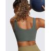 imageCRZ YOGA Ribbed Sports Bras for Women  U Back Wireless Medium Impact Padded Yoga Workout CamiGrey Sage
